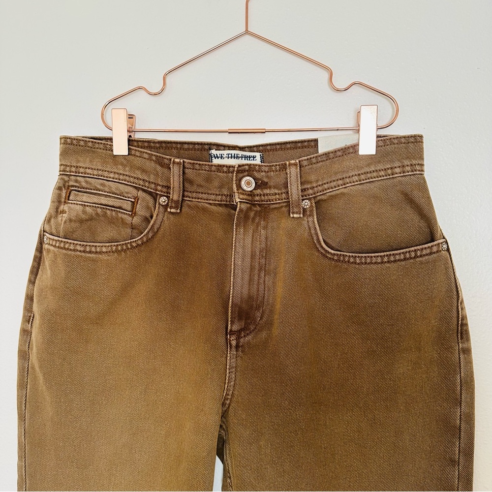New Free People Xena High Rise Slim Straight Jeans Chocolate Mousse - Picture 10 of 13